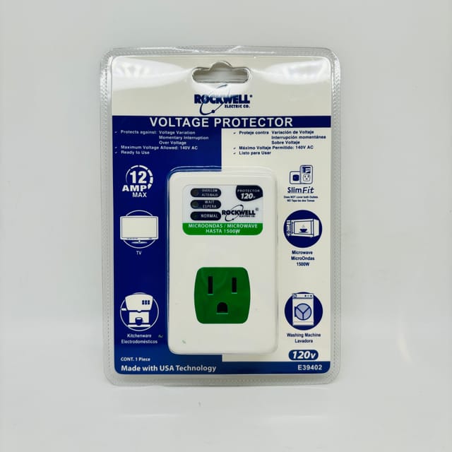 Compra PROTECTOR 1 TOMACORRIENTE CON TIERRA con indicadores 12A 120V 140 joules, Microondas 1500W, Rockwell