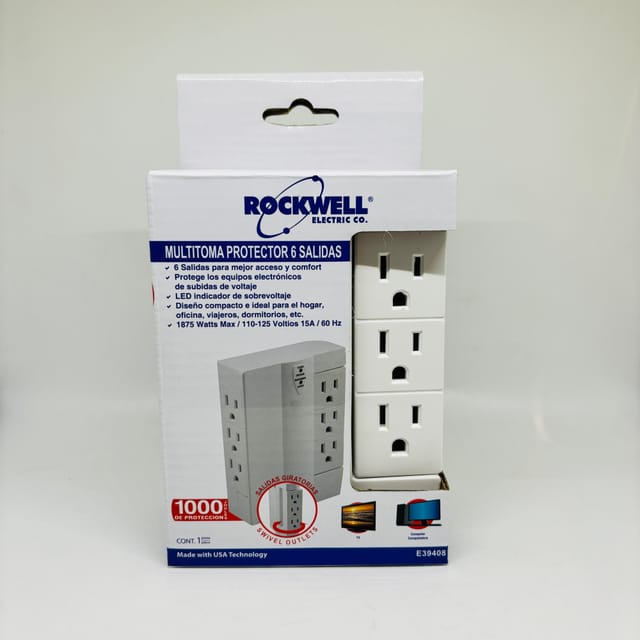 Compra PROTECTOR 6 TOMACORRIENTE CON TIERRA con indicadores 15A 1875W 110-125V 1000 joules, Rockwell