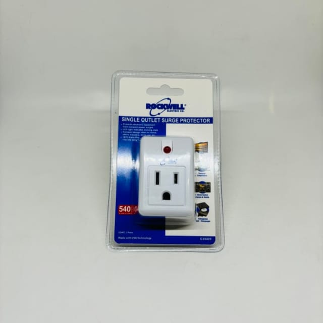 Compra PROTECTOR 1 TOMACORRIENTE CON TIERRA con indicadores 15A 110-125V 540 Joules, equipos electrónicos, TV, computadora, equipo de sonido, videojuego, 1875W, Rockwell