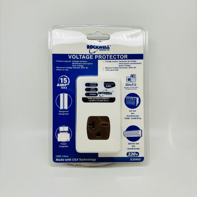 Compra PROTECTOR 1 TOMACORRIENTE CON TIERRA con indicadores 220V 15A 140 joules, Aire acondicionado, Rockwell